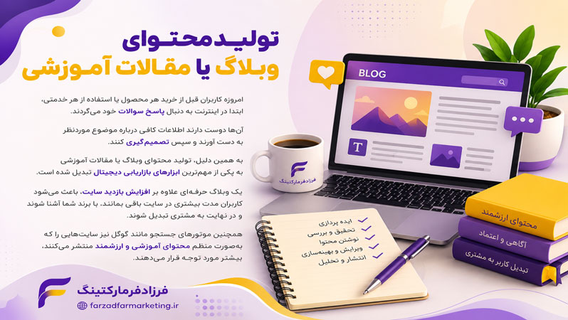 تولید محتوای وبلاگ یا مقالات آموزشی